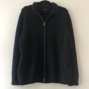 Vintage new Barney’s New York cashmere merino wool textured knit zip up sweater